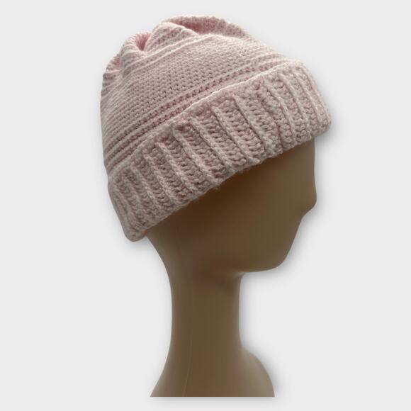 Knit light pink beanie hat cap feminine coquette winter boho medium - Picture 1 of 7